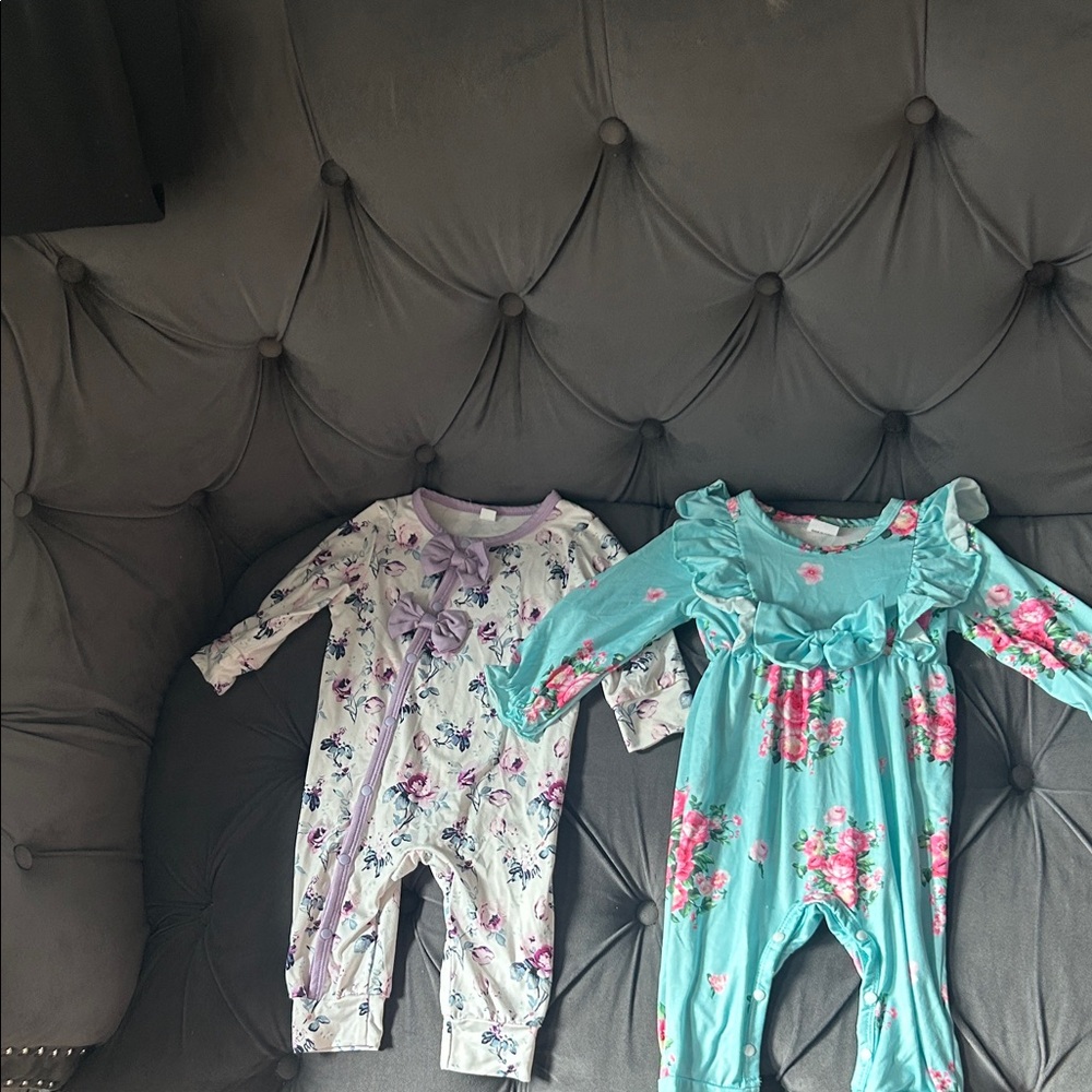 Floral Baby Rompers Duo